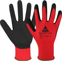 Hase Safety Superflex Foam Arbeitshandschuhe - 10 Paar (rot/schwarz) 